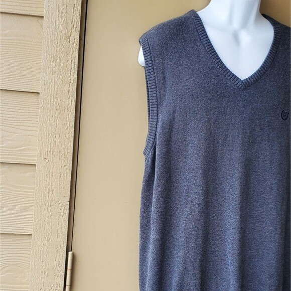 Chaps Men Grey/Gray Vneck Sweater Pullover Vest - Picture 5 of 13
